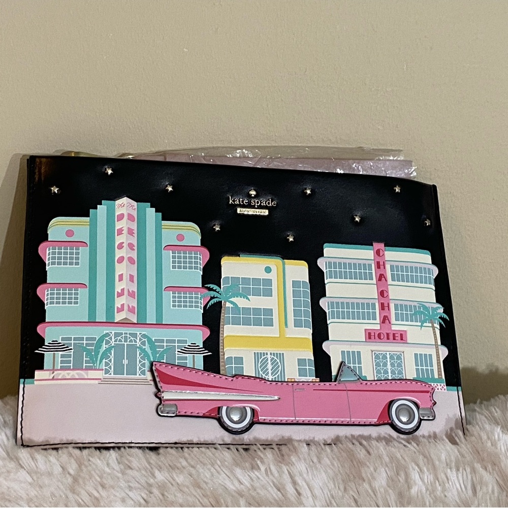Kate Spade Checking in Car Sima Crossbody Bag Clutch Handbag